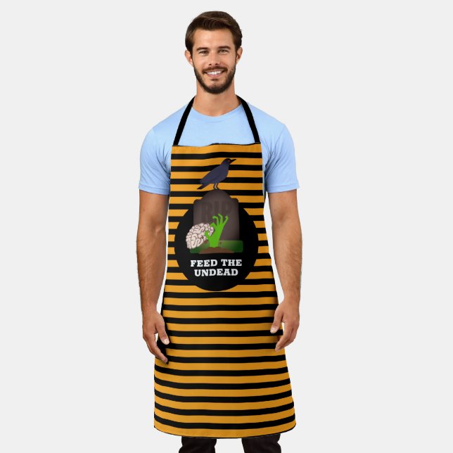 Halloween Undead Brain Crow RIP Apron (Worn)