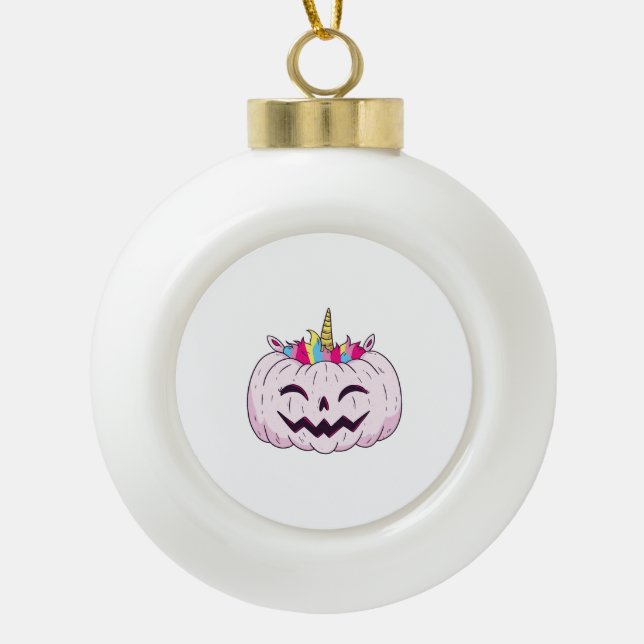 Halloween unicorn      ceramic ball christmas ornament (Front)