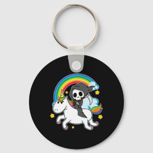 Halloween Unicorn Costume Grim Reaper Riding Unico Key Ring
