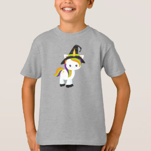 Halloween Unicorn, Cute Unicorn, Witch Hat, Stars T-Shirt