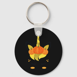 Halloween Unicorn Face Thanksgiving Pumpkins Girls Key Ring