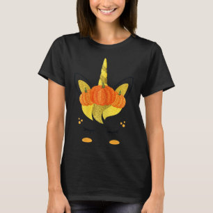 Halloween Unicorn Face Thanksgiving Pumpkins Girls T-Shirt
