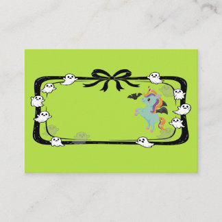 Halloween Unicorn Greeting Bat Green Place Card
