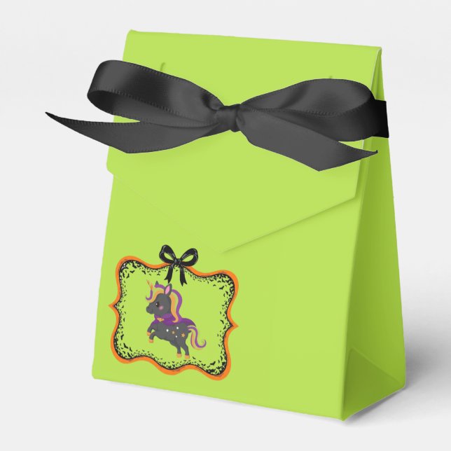 Halloween Unicorn In Vampire Costume Favour Box (Front Side)