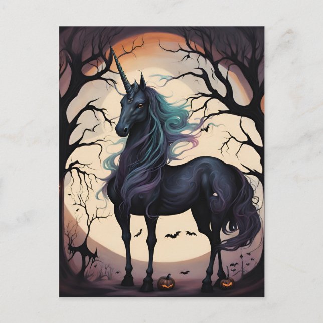 Halloween Unicorn Postcard (Front)