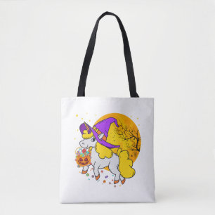 Halloween Unicorn Shirt Girls Women Witchy Unicorn Tote Bag