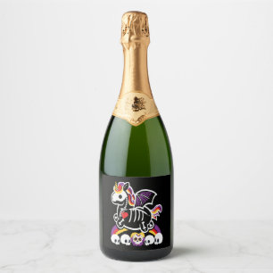 Halloween unicorn   sparkling wine label