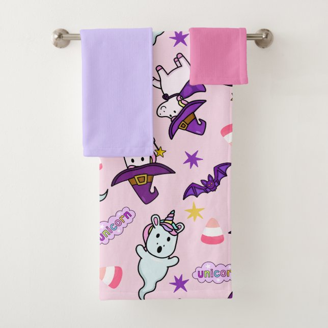 Halloween Unicorns Bath Towel Set (Insitu)