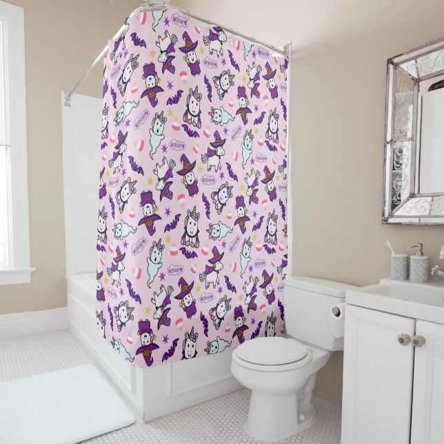 Halloween Unicorns Shower Curtain (In Situ)