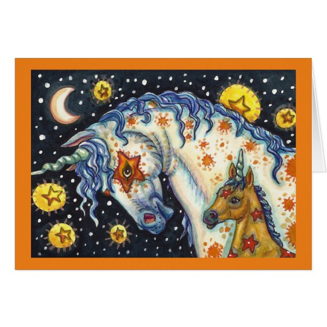 HALLOWEEN UNICORNS, STAR HORSE & COLT FANTASY CARD (Front Horizontal)