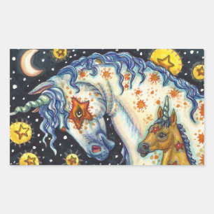 HALLOWEEN UNICORNS, STAR HORSE & COLT FANTASY RECTANGULAR STICKER