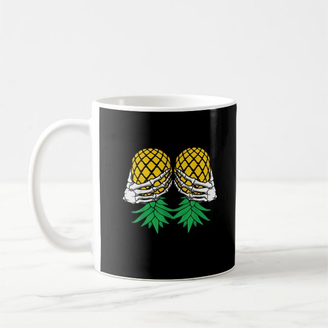 Halloween Upside Down Pineapple Swinger Skeleton H Coffee Mug (Left)