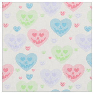 halloween valentine pastel goth creepy hearts fabric
