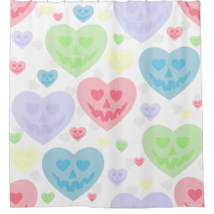 halloween valentine pastel goth creepy hearts  shower curtain