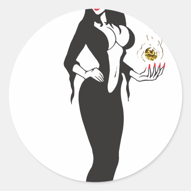halloween vamp witch classic round sticker (Front)