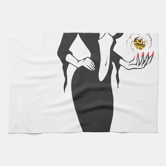 halloween vamp witch tea towel (Horizontal)