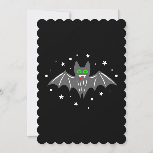 halloween vampire bat fangs creepy stars invitation (Front)