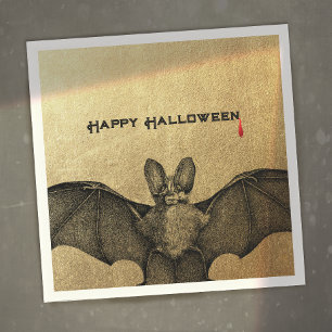 Halloween Vampire Bat  Gold Napkin