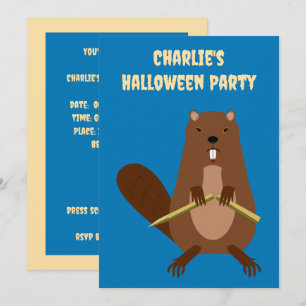 Halloween Vampire Beaver Custom Invitation