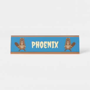 Halloween Vampire Beaver Custom Name Desk Name Plate