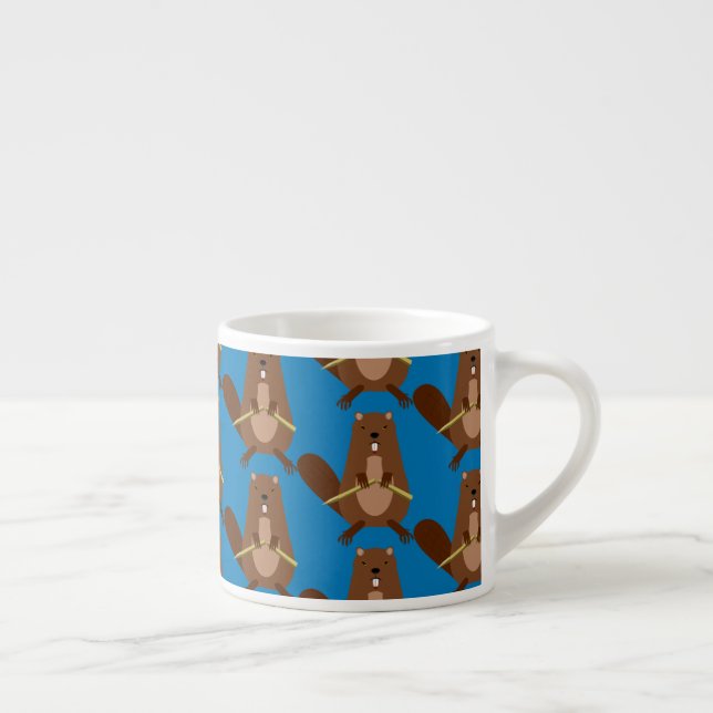 Halloween Vampire Beaver Patterned Espresso Cup (Right)