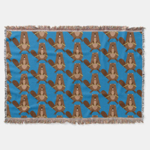 Halloween Vampire Beaver Patterned Throw Blanket