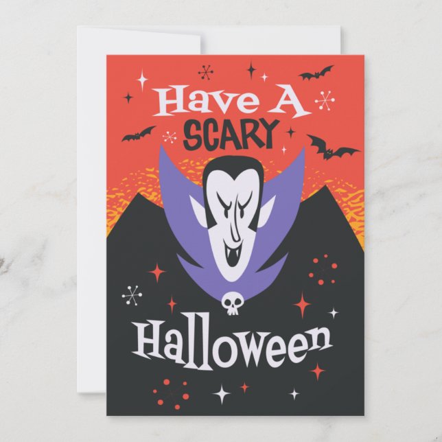 HALLOWEEN VAMPIRE CARTOON HOLIDAY CARD (Front)