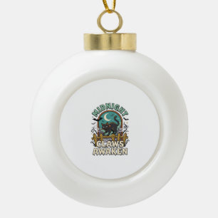 Halloween Vampire Cat Midnight Mischief Ceramic Ball Christmas Ornament