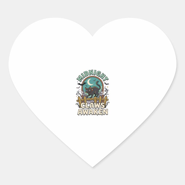Halloween Vampire Cat Midnight Mischief Heart Sticker (Front)