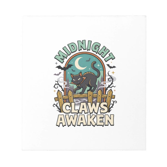 Halloween Vampire Cat Midnight Mischief Notepad (Front)