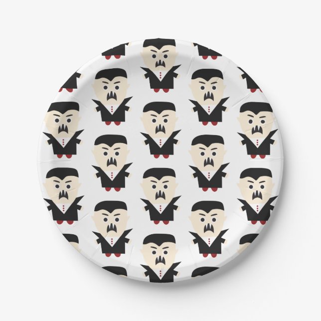Halloween vampire costume party. Kids dracula Paper Plate (Front)