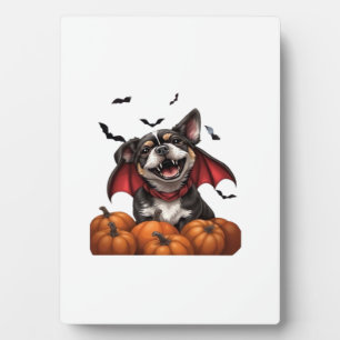 Halloween Vampire Dog with Pumpkins Classic T-Shir Plaque