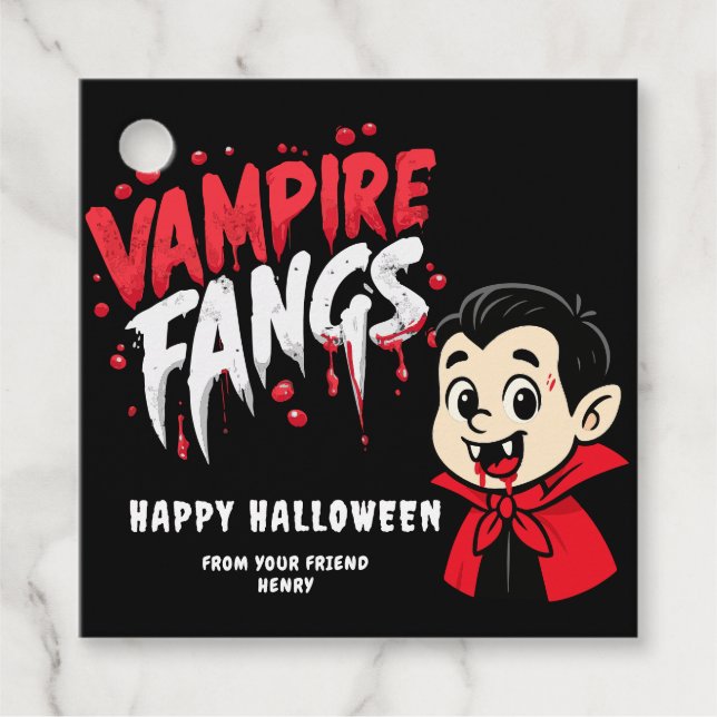 Halloween Vampire Fangs Favour Tags (Front)