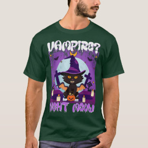 Halloween Vampire Night MEOW Cute Meow Cat Vampire T-Shirt