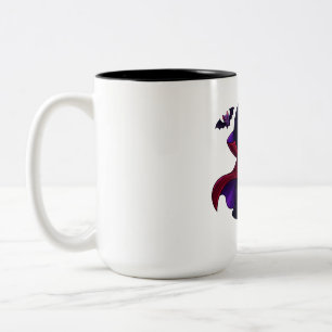 Halloween Vampire Penguin with Candy Pumpkin Two-Tone Coffee Mug