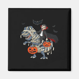 Halloween Vampire Riding T Rex Boys Girls Kids Magnet