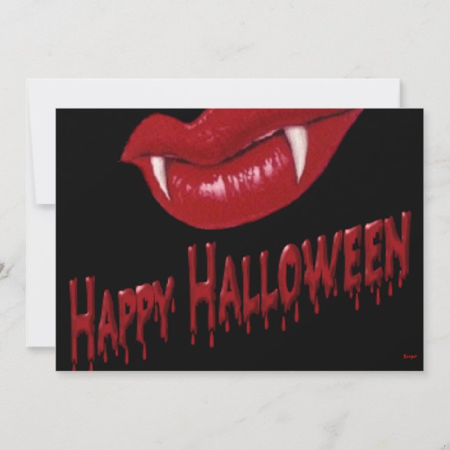 Halloween- Vampire Teeth with Happy Halloween Invitation (Front)