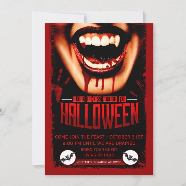 Halloween Vampires Feast Bloody Party Invitation (Front)