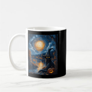 Halloween Van Gogh Starry Night Black Cat Pumpkin Coffee Mug