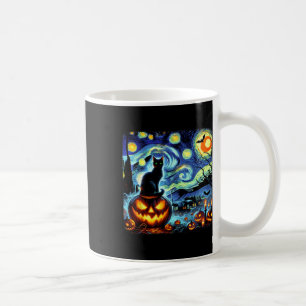 Halloween Van Gogh Starry Night Black Cat Pumpkins Coffee Mug