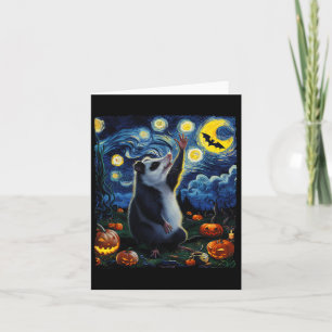 Halloween Van Gogh' Starry Night Opossum Pumpkins Card