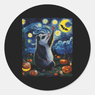 Halloween Van Gogh' Starry Night Opossum Pumpkins Classic Round Sticker