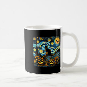 Halloween Van Gogh Starry Night Pumpkin Black Cat  Coffee Mug