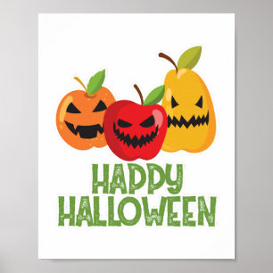 Halloween Vegan Happy Halloween Pumpkin Vegetarian Poster