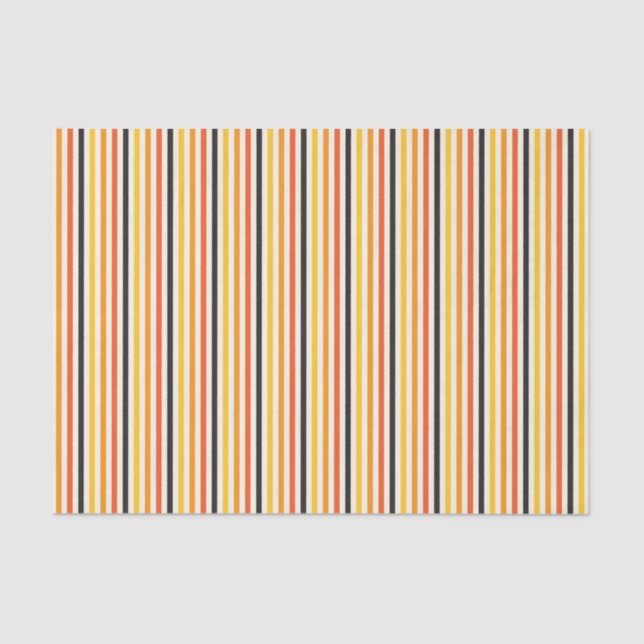 Halloween Vertical Stripe Orange Black Gold White Tissue Paper (Front)