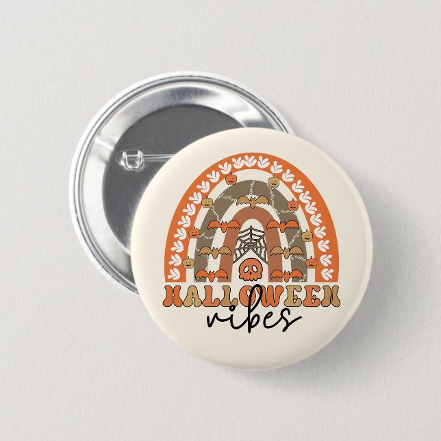 Halloween Vibes Boho Rainbow Fall Halloween 6 Cm Round Badge (Front & Back)
