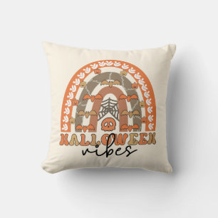 Halloween Vibes Boho Rainbow Fall Halloween Cushion
