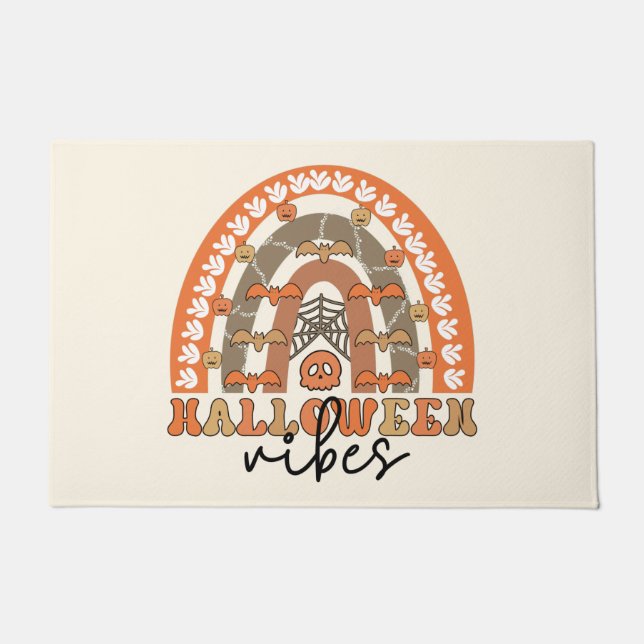 Halloween Vibes Boho Rainbow Fall Halloween Doormat (Front)