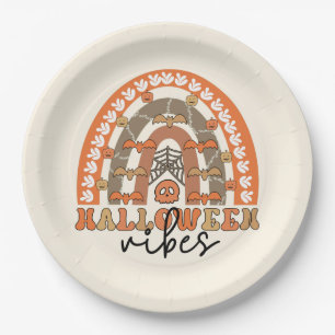 Halloween Vibes Boho Rainbow Fall Halloween Paper Plate