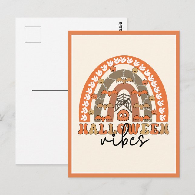 Halloween Vibes Boho Rainbow Fall Halloween Postcard (Front/Back)